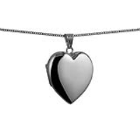 Silver 30x28mm heart shaped plain Locket with a 1.3mm wide curb Chain 22 inches