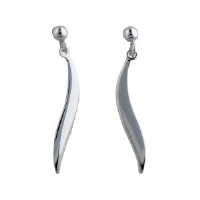 Silver 30x4mm plain Swirl Earring Droppers