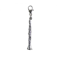 Silver 30x5mm Clarinet Charm on a lobster trigger