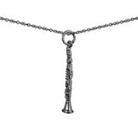 Silver 30x5mm Clarinet Pendant with a 1mm wide rolo Chain 18 inches