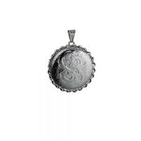 Silver 31mm round hand engraved twisted wire edge Locket
