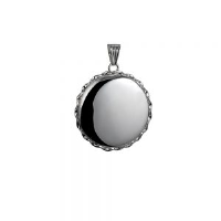 Silver 31mm round plain twisted wire edge Locket