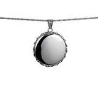 Silver 31mm round plain twisted wire edge Locket with a 1.3mm wide curb Chain 24 inches