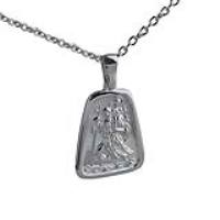 Silver 31x25mm tapered rectangle St Christopher Pendant on a bail loop with a 2.5mm wide cable Chain 18 inches