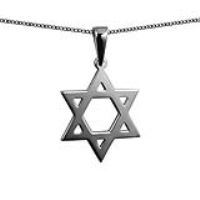 Silver 31x27mm plain Star of David Pendant on a bail loop with a 1.3mm wide curb Chain 18 inches