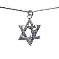 Silver 31x27mm Star of David with the word Love Pendant on a 1.3mm wide curb Chain 20 inches