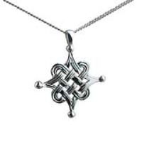 Silver 32mm celtic Islamic design Pendant with a 1.3mm wide curb Chain 18 inches
