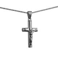 Silver 32x18x4mm handmade Memorial Crucifix Cross with a 1.3mm wide curb Chain 24 inches