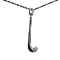 Silver 33x10mm Hockey Stick Pendant with a 1.3mm wide curb Chain 18 inches