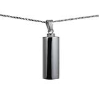 Silver 33x13x10mm handmade plain oval Memorial Cylinder with a 1.3mm wide curb Chain 24 inches