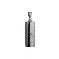 Silver 33x13x10mm handmade traditional scroll engraving oval Memorial Cylinder