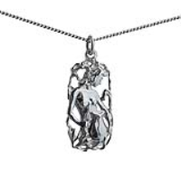 Silver 33x17mm Aquarius Zodiac Pendant with a 1.3mm wide curb Chain