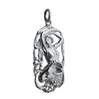 Silver 33x17mm Aries Zodiac Pendant