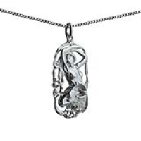 Silver 33x17mm Aries Zodiac Pendant with a 1.3mm wide curb Chain 18 inches