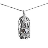 Silver 33x17mm Cancer Zodiac Pendant with a 1.3mm wide curb Chain