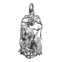 Silver 33x17mm Capricorn Zodiac Pendant