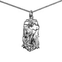 Silver 33x17mm Capricorn Zodiac Pendant with a 1.3mm wide curb Chain 18 inches