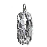 Silver 33x17mm Gemini Zodiac Pendant