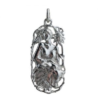 Silver 33x17mm Leo Zodiac Pendant