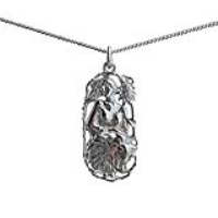 Silver 33x17mm Leo Zodiac Pendant with a 1.3mm wide curb Chain