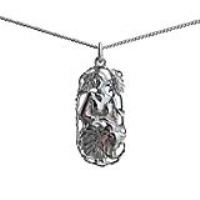 Silver 33x17mm Leo Zodiac Pendant with a 1.3mm wide curb Chain 18 inches