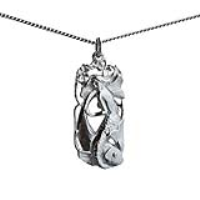 Silver 33x17mm Pisces Zodiac Pendant with a 1.3mm wide curb Chain 18 inches