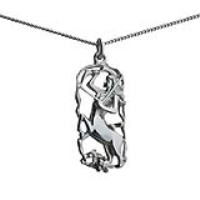 Silver 33x17mm Sagittarius Zodiac Pendant with a 1.3mm wide curb Chain 18 inches