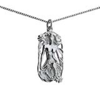 Silver 33x17mm Scorpio Zodiac Pendant with a 1.3mm wide curb Chain 24 inches