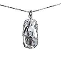 Silver 33x17mm Taurus Zodiac Pendant with a 1.3mm wide curb Chain 18 inches