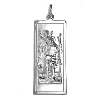 Silver 35x15mm rectangular St Christopher Pendant
