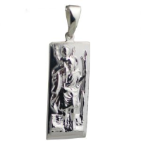 Silver 35x15mm rectangular St Christopher Pendant on a bail loop