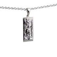 Silver 35x15mm rectangular St Christopher Pendant on a bail loop with a 2.5mm wide cable Chain 22 inches