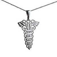 Silver 35x25mm pierced Medical emblem Pendent on a bail loop with a 1.3mm wide curb Chain