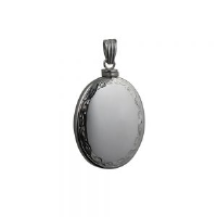 Silver 35x26mm handmade hand engraved scroll edge plain centre oval Memorial Locket