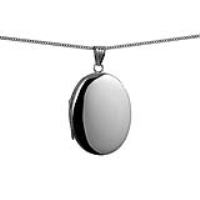 Silver 35x26mm oval plain 4 photo Family Locket with a 1.3mm wide curb Chain 24 inches