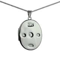 Silver 35x26mm oval plain display Hallmarked flat Locket with a 1.3mm wide curb Chain 18 inches