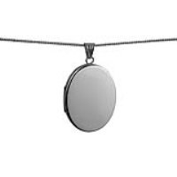 Silver 35x26mm oval plain flat Locket with a 1.3mm wide curb Chain 22 inches