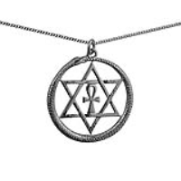Silver 36mm round Eternal Life Pendant with a 1.3mm wide curb Chain 22 inches