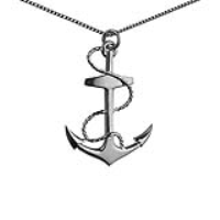 Silver 36x30mm Anchor Pendant with a 1.3mm wide curb Chain 20 inches