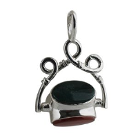 Silver 37x24mm 3 stone Spinning Fob Pendant