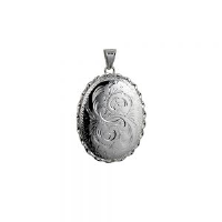 Silver 37x28mm oval hand engraved twisted wire edge Locket
