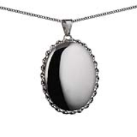 Silver 37x28mm oval plain twisted wire edge Locket with a 1.3mm wide curb Chain 24 inches