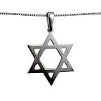 Silver 37x37mm plain Star of David Pendant on a bail loop with a 1.3mm wide curb Chain 20 inches
