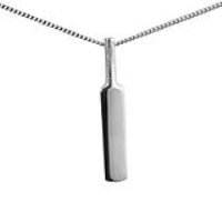 Silver 38x6mm plain Cricket Bat Pendant with a 1.3mm wide curb Chain 18 inches