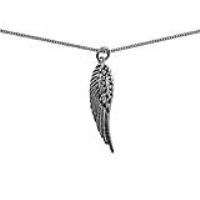 Silver 39x12mm solid Angel's Wing Pendant or Charm with a 1.3mm wide curb Chain