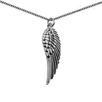 Silver 39x12mm solid Angel's Wing Pendant with a 1.3mm wide curb Chain 18 inches