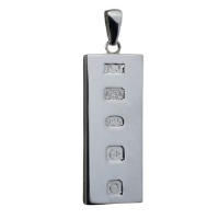 Silver 39x18mm solid display hallmark Ingot 1oz  Pendant on a bail loop