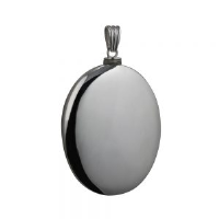 Silver 45x35mm handmade plain oval Memorial Locket