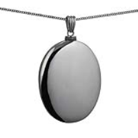 Silver 45x35mm handmade plain oval Memorial Locket with a 1.3mm wide curb Chain 22 inches