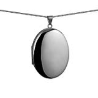 Silver 45x35mm oval plain Locket with a 1.3mm wide curb Chain 20 inches